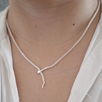 Collar Serpiente multibrillo - Ac. Blanco 