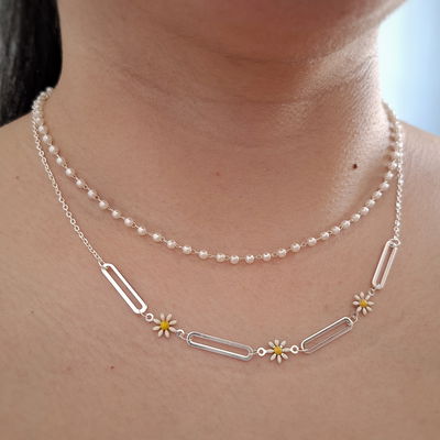 Collar doble Margarita - Ac. Blanco 