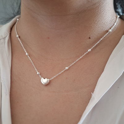 Collar Malibu corazón - Ac. Blanco