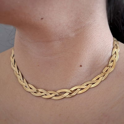 Collar Trenza chata - Dorado 