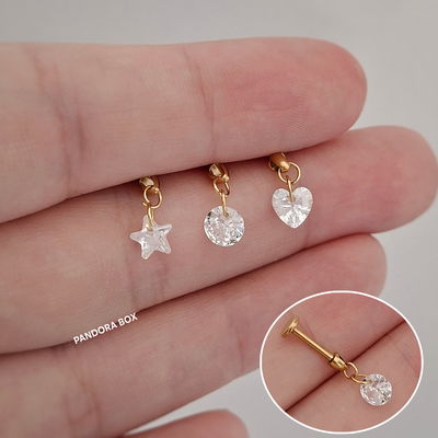 Labret cubic colgante - Dorado 