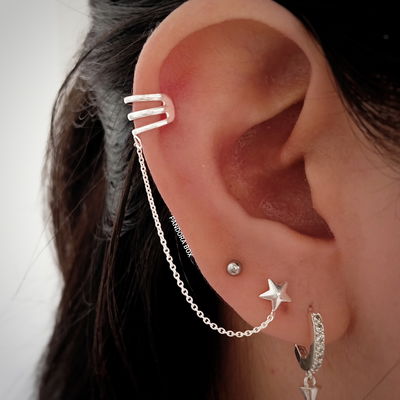 Ear cuff 3 lineas c/ estrella