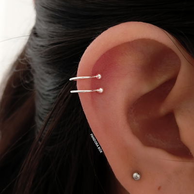 Ear cuff 2 lineas bolita