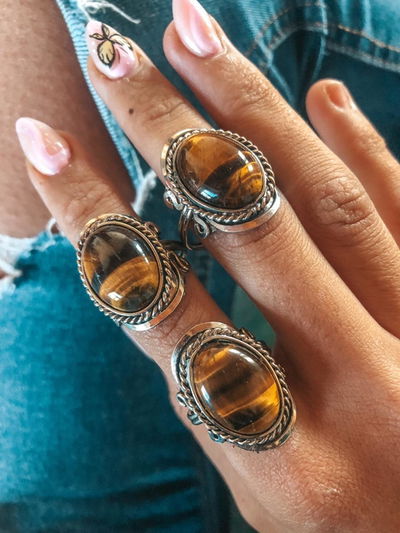 Anillo regulable ojo de tigre