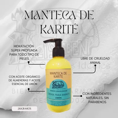 MANTECA DE KARITÉ Y LIMÓN - crema para manos 250ml