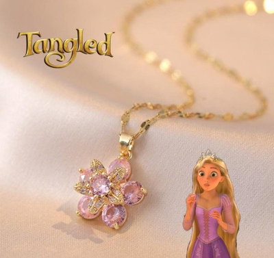 Collar giratorio Rapunzel: Flor rosa