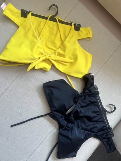 Bikini moño espalda cruzada T90 amarilla