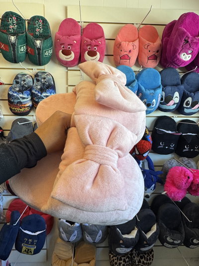 Pantufla moño rosa bebé 
