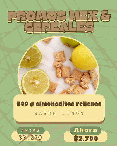 [PROMO] Almohaditas rellenas sabor limón X 500 g