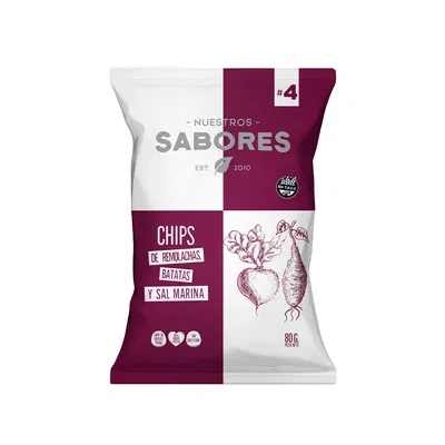 Chips de remolacha, batata y sal marina