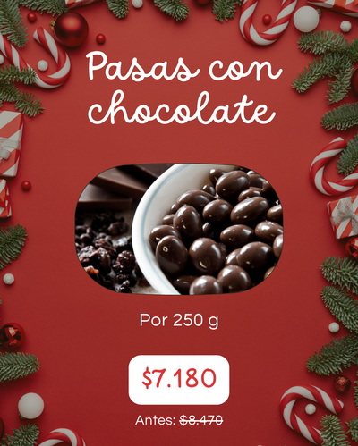 PROMO 250 G PASAS CON CHOCOLATE