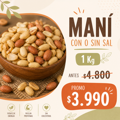 (PROMO) Mani con o sin sal x 1 Kg