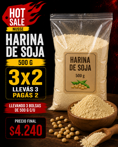 Harina de Soja x 500g 3x2 HOT SALE