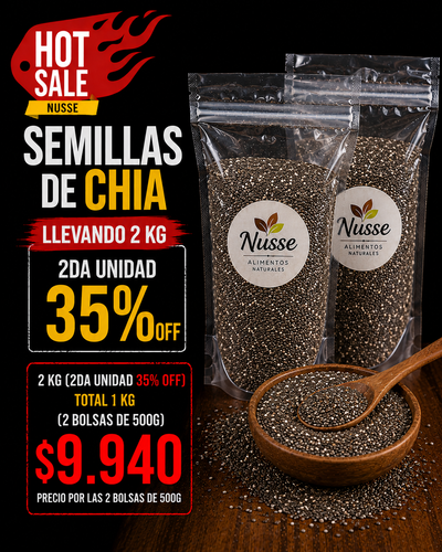 Semillas de chia 2 X 500g HOT SALE