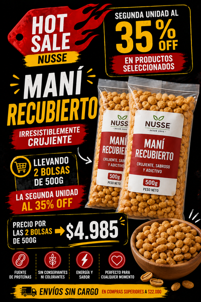 Mani recubierto 2 X 500g HOT SALE
