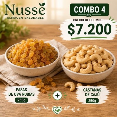 Combo 4: Pasas de uva rubias 250g + Castañas de Cajú 250g