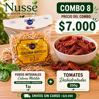 Combo 8: Fideos integrales + Tomates deshidratados (200g)