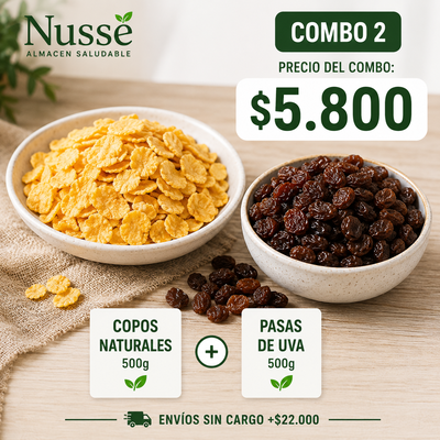 Combo 2: Copos naturales 500g + Pasas de uva 500g