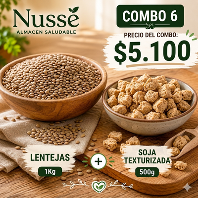 Combo 6: Lentejas 1Kg&nbsp; + Soja texturizada 500g