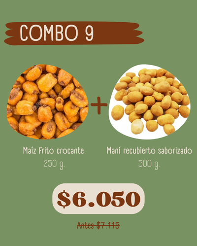 COMBO 9 (250 g Maiz frito + 500 g Mani recubierto)