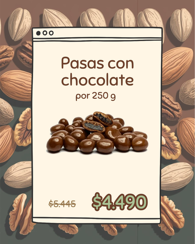 PROMO PASAS CON CHOCOLATE (250 G)