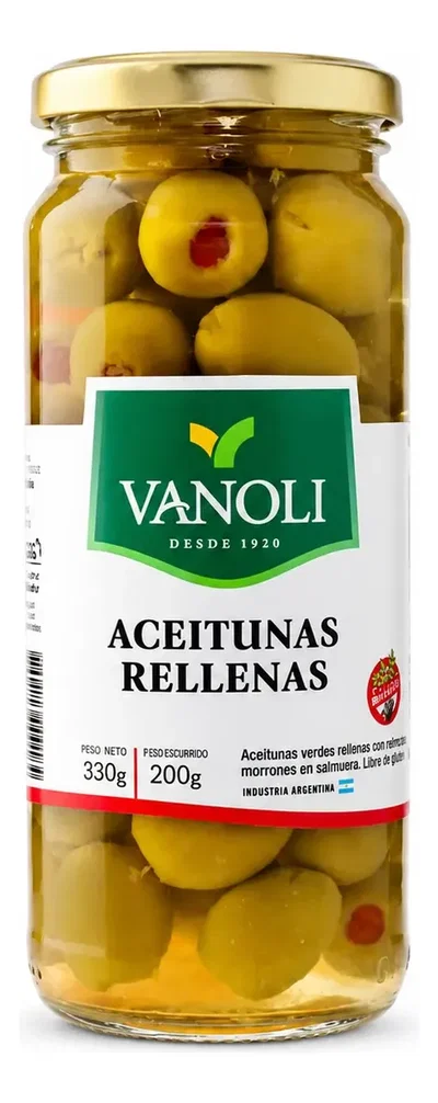 Aceitunas verdes rellenas con morron x 330g