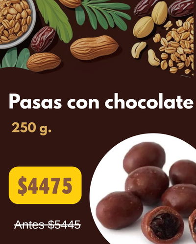 (PROMO) Pasas de uva con chocolate 250 g.