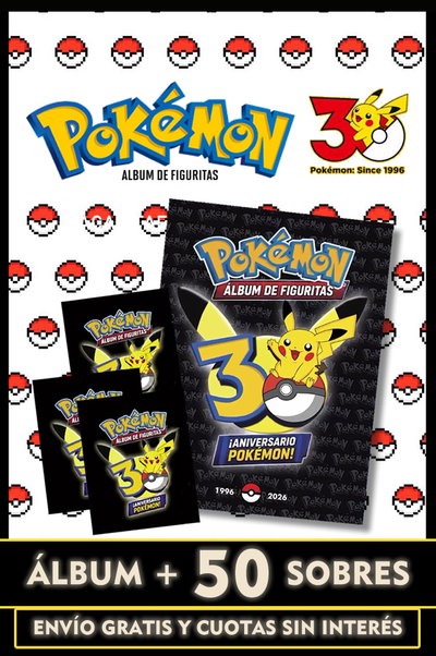 PRE-VENTA: POKÉMON - 30 ANIVERSARIO POKÉMON (COMBO ÁLBUM + 50 SOBRES DE FIGURITAS)