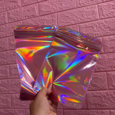Bolsa holografica rosa 17x25 Xu