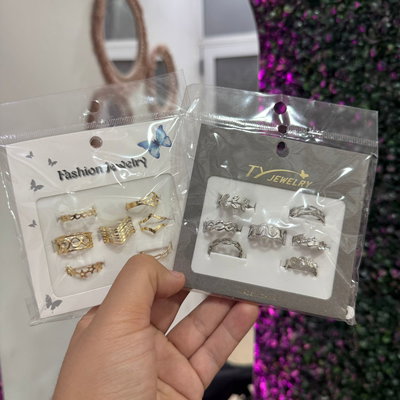 SET DE ANILLOS X7 DORADOS/PLATEADOS