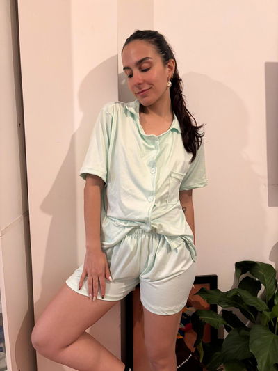 Pijamas camiseros talle 6 color Aqua