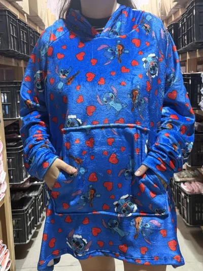 Buzón manta Stitch azul corazón Polar soft