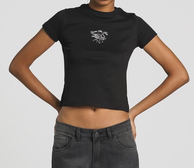 Remera rib estampada negra