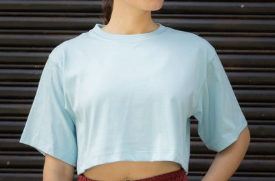 Remera boxy fit celeste