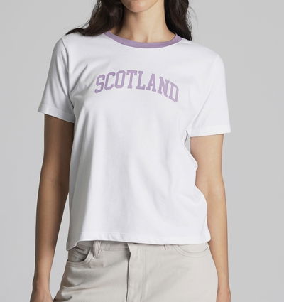 Remera Scotland blanca y lila