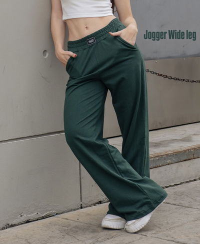Jogging wide leg verde