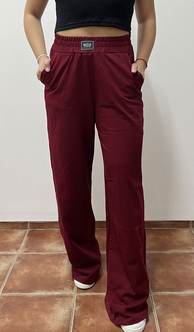 Jogging wide leg bordó
