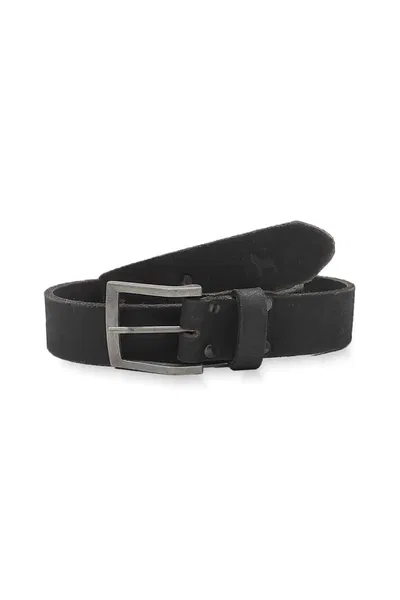 Cinturón cuero gamuzado negro