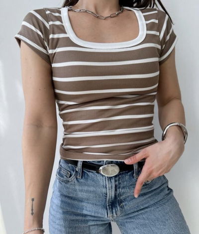 Remera morley rayado visón