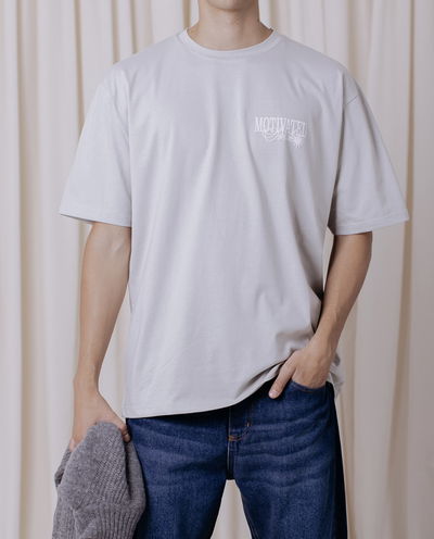 Remera oversize gris perla