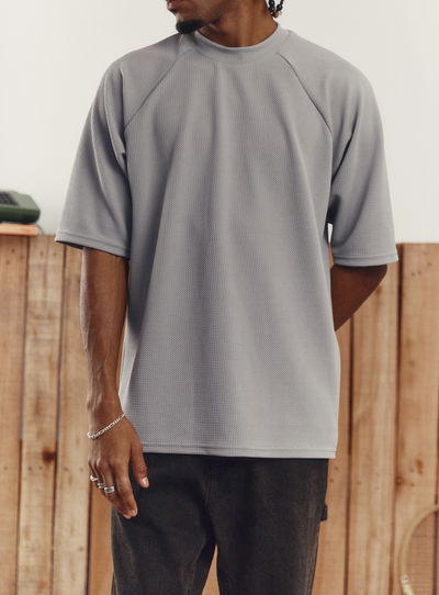 Remera oversize manga ranglan gris