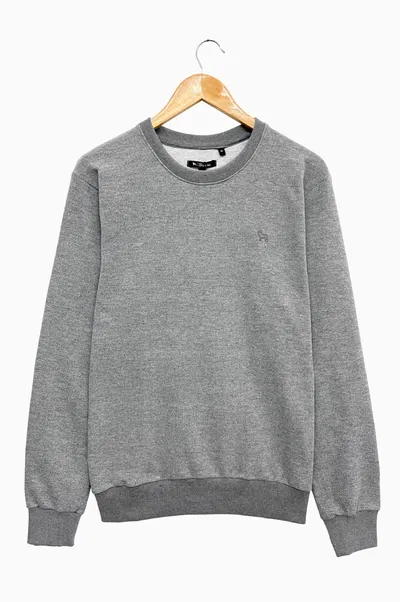 Buzo cuello redondo gris melange