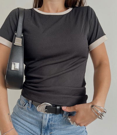 Remera morley bicolor negra