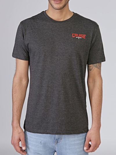 Remera estampada negro melange