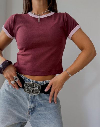 Remera Corta Bicolor Mora P1813