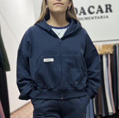 Campera over frisada azul marino