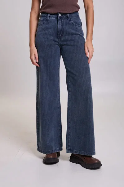 Wide leg azul con tizado laser