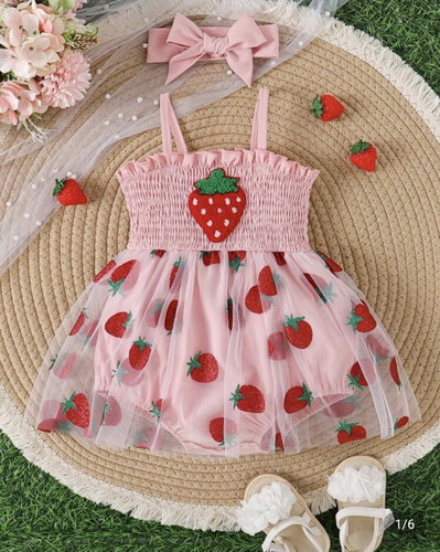 Body Vestido Frutillas + vincha