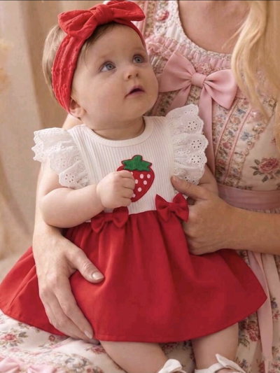 Vestido frutilla + vincha