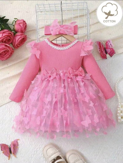 Vestido Mariposas Rosas 12-18 meses